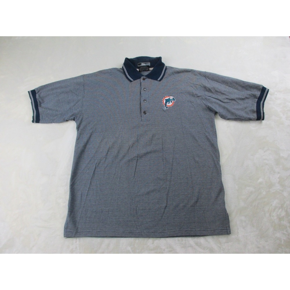 Miami‎ Dolphins Polo Shirt Mens Large Blue Cotton Pro Player Football NFL*